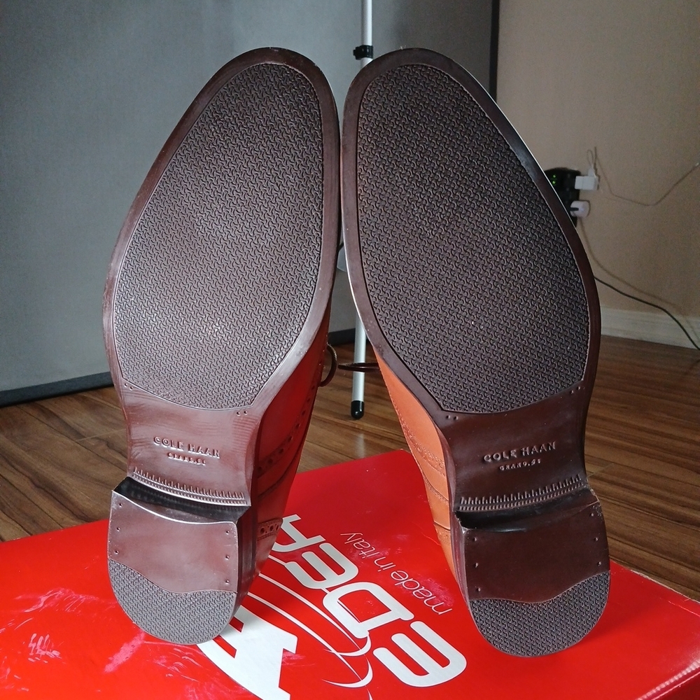 Cole Haan Wingtip Oxford Light‎ Brown Leather Dress Shoes C30100 Mens Size 11 M - Picture 8 of 9